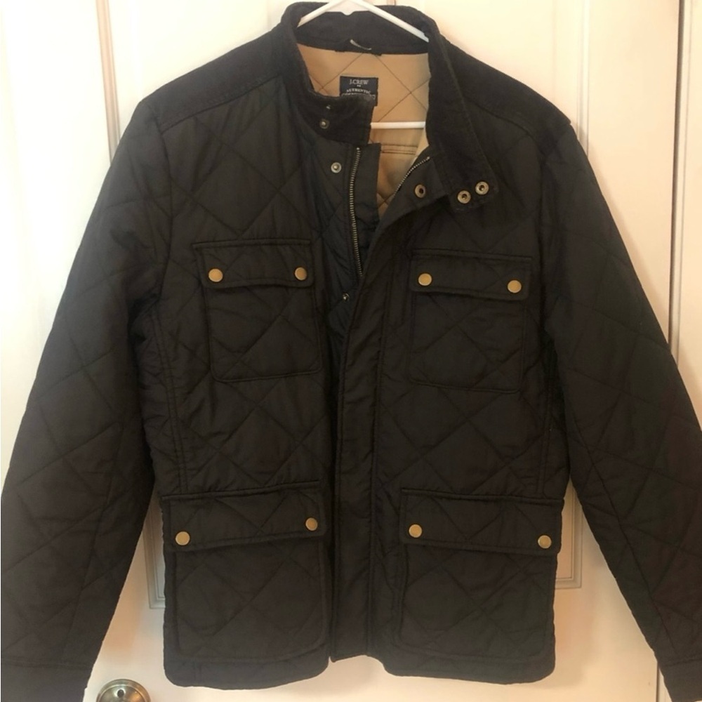J. Crew Men's Dark Quilted Raincoat